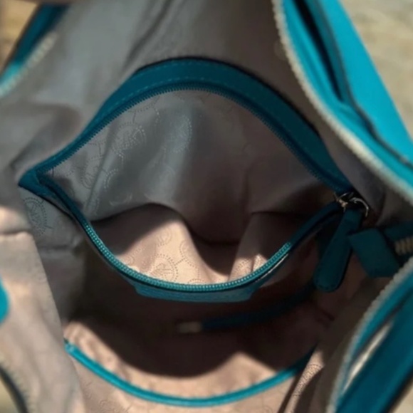 Teal Pebbled Leather Shoulder Bag - Picture 11 of 16